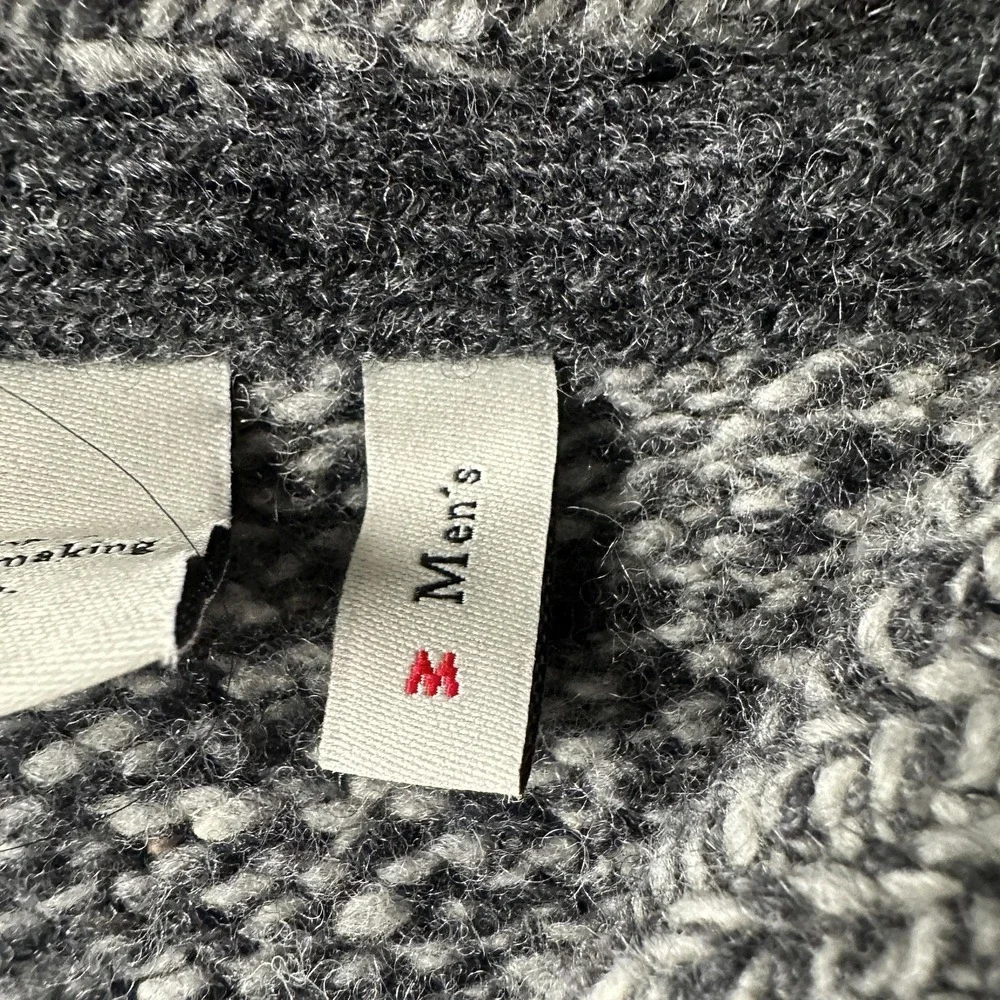 Fjallraven Lada Sweater Mens M Gray Button Shawl Collar Chunky Knit Pullover